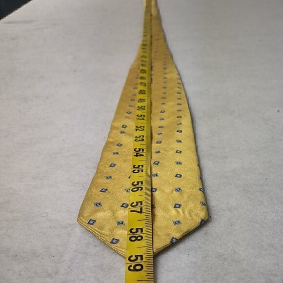 Brooks Brothers Makers & Merchants Yellow And Blue 100% Silk Necktie - Picture 3 of 8